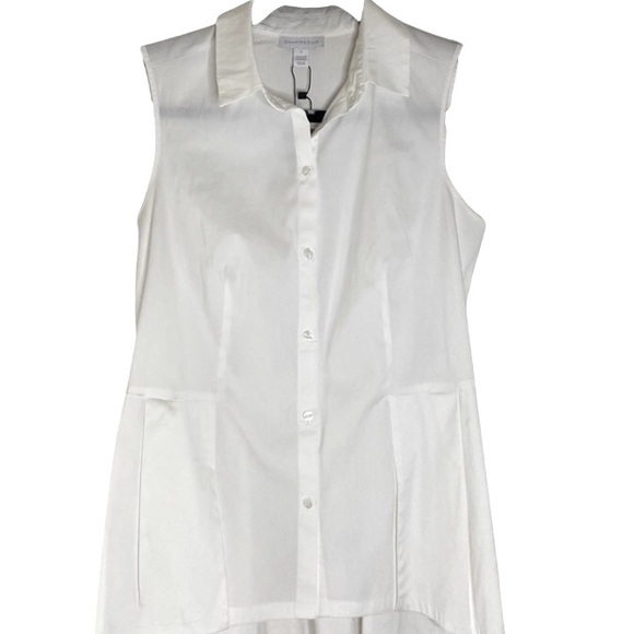 Charter Club Women's Sleeveless White Button-Up Blouse Size 4 Casual HSH - Picture 2 of 9